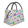 Retro 80s 90s Print Thermal Lunch Bag for Women Reusable Portable Waterproof Insulated Bento Lunch Box for Travel Picnic Work