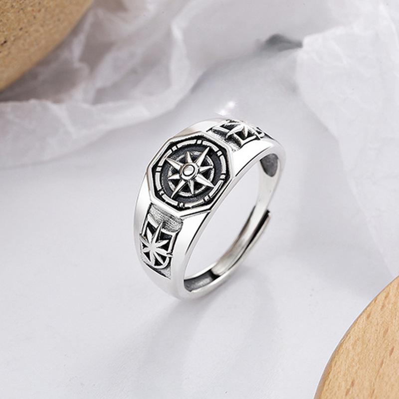 Sea God Starry Open Ring for Men and Women, Punk Style Personalized Retro Dominance Food Ring