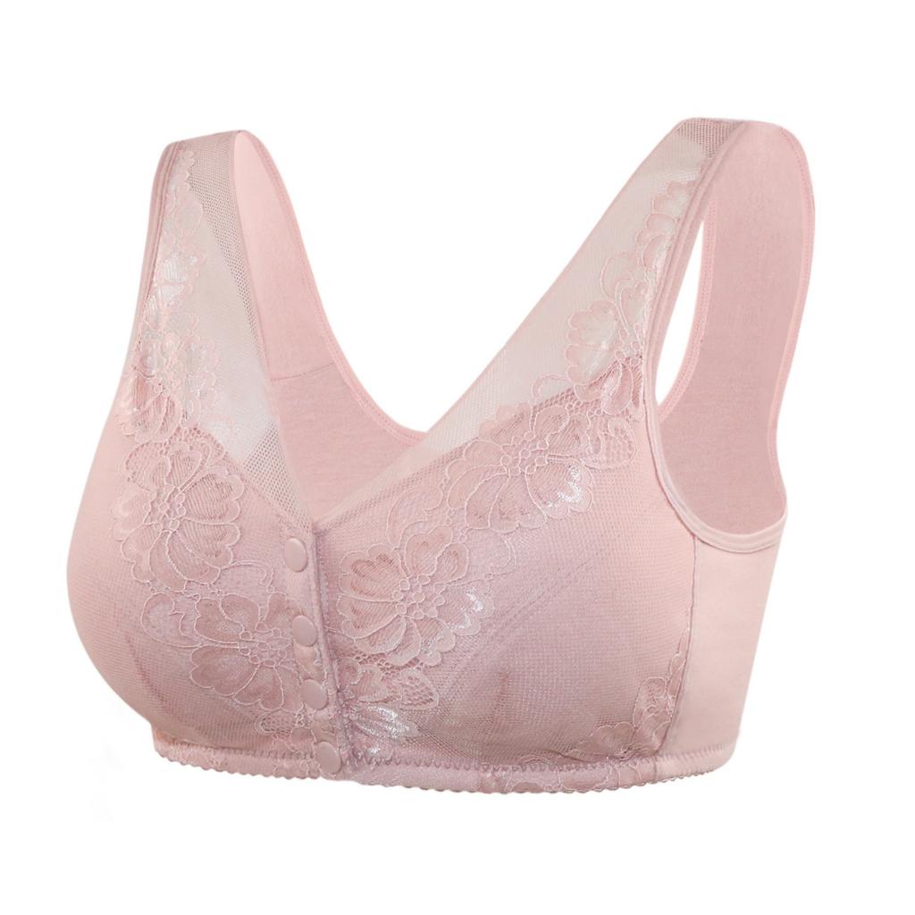 New lace front buckle large size underwear women's middle-aged and elderly vest type steel rimless large size bra
