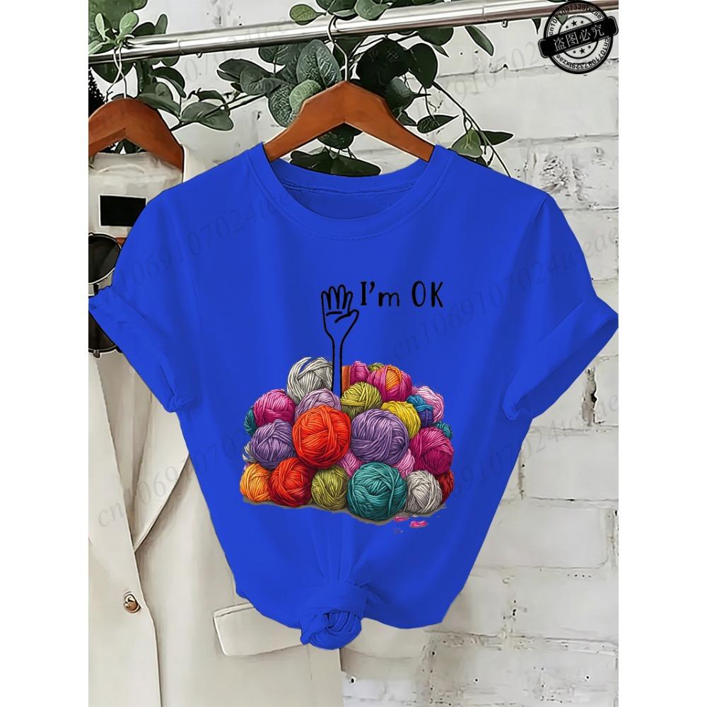 I'm OK Grafik Damen T-Shirts Unisex Lässig O-Ausschnitt Kurzarm T-Shirts Mode Streetwear Herren Damen Tägliche T-Shirt Oberteile