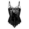 Lace Hollow Out One Piece Bodysuit Adjustable Straps Floral Pattern Sheer Mesh Fabric Sexy Lingerie Set for Women