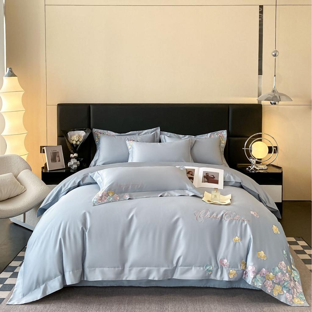 100 Pure Cotton 4pcs Set Class A Maternal and Infant Grade Long-staple Cotton Embroidered Quilt Cover Cotton Bed Sheet Mattress Household Bedding