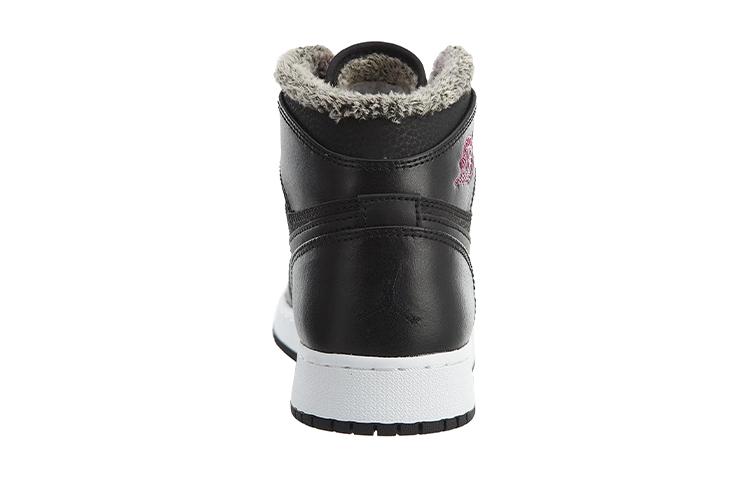 Kids' Sneakers Nike Jordan 1 Retro High Fleece Black Pink (GS) Black/Deadly Pink-White