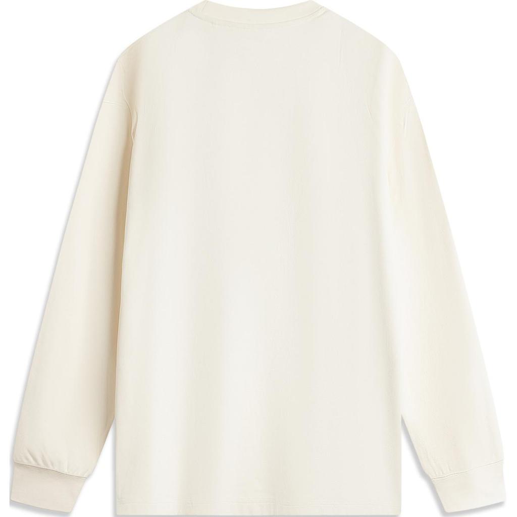 Li Ning Sports Lifestyle Series Solid Color Loose Quick-Dry Long Sleeve T-Shirt Unisex Tops Off-White AHSU513-1