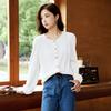 Round Neck Loose and Versatile Outer Shirt 2025 Spring New Fashion Cardigan with Casual Pleated Long Sleeves