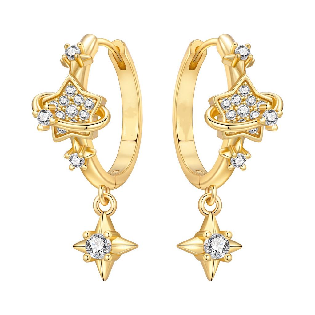 Simple Heart Cross Earrings For Women Fashionable Gold Elegant Jewelry Gift