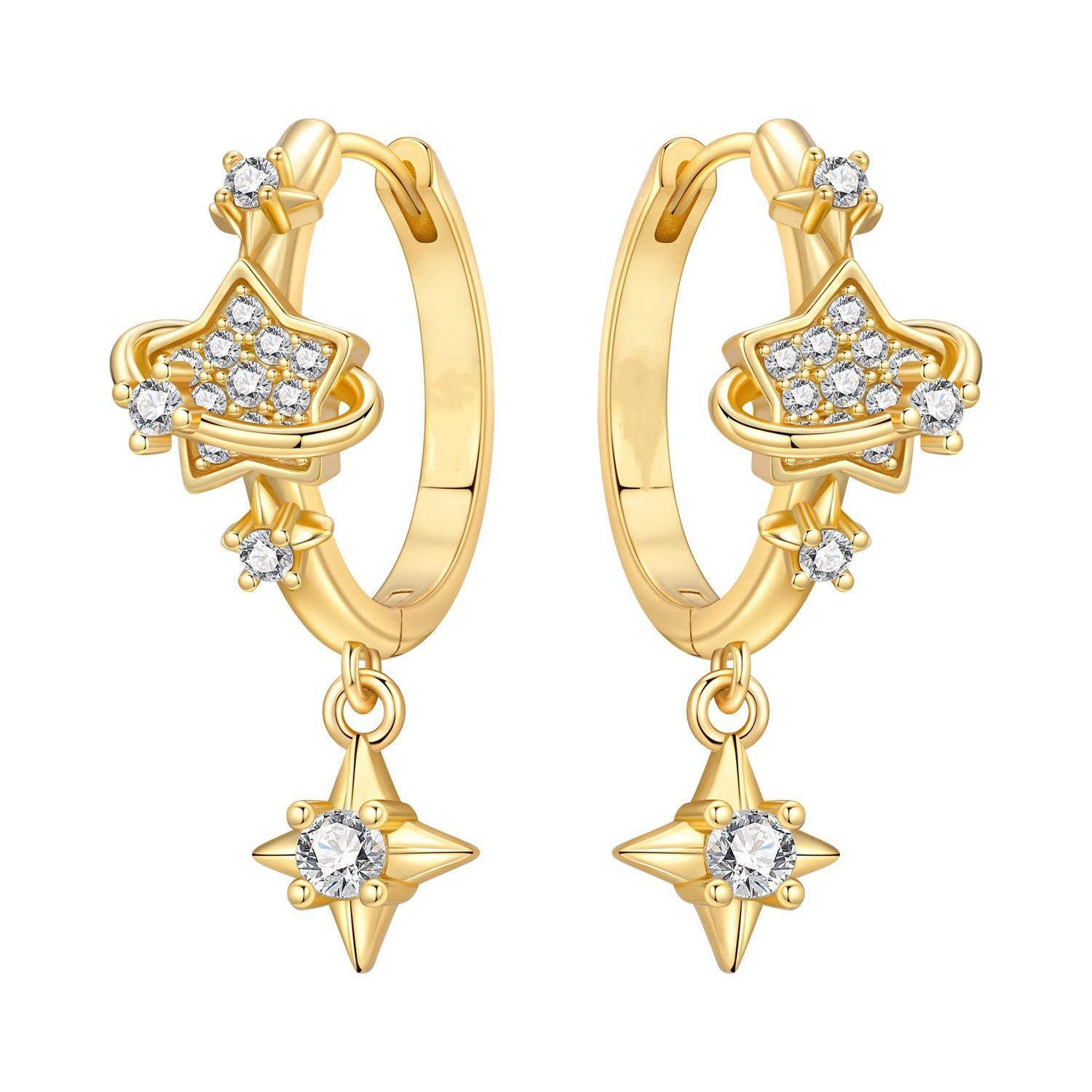 Simple Heart Cross Earrings For Women Fashionable Gold Elegant Jewelry Gift