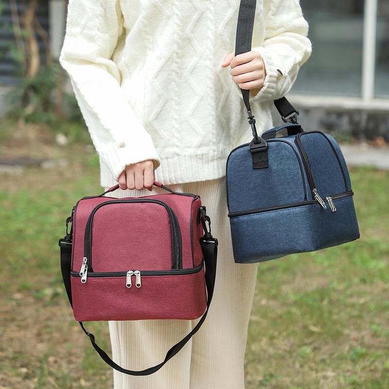 Geantă de prânz cu izolație cu două straturi Frigitor portabil pentru picnic în aer liber Pachet de gheață Impermeabil, de capacitate mare, pungi termice pentru cutie Bento pentru alimente