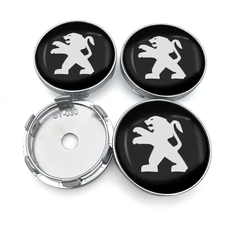 Car Sticker 4pcs 56+60mm Car Wheel Center Hub Caps Sticker Auto Emblem Badge For PEUGEOT 106 206 306 406 107 207 307 407 301 308