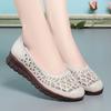 Mesh soft leather summer flat-bottomed sandals hollow breathable thin single shoes beef tendon soft-soled shoes