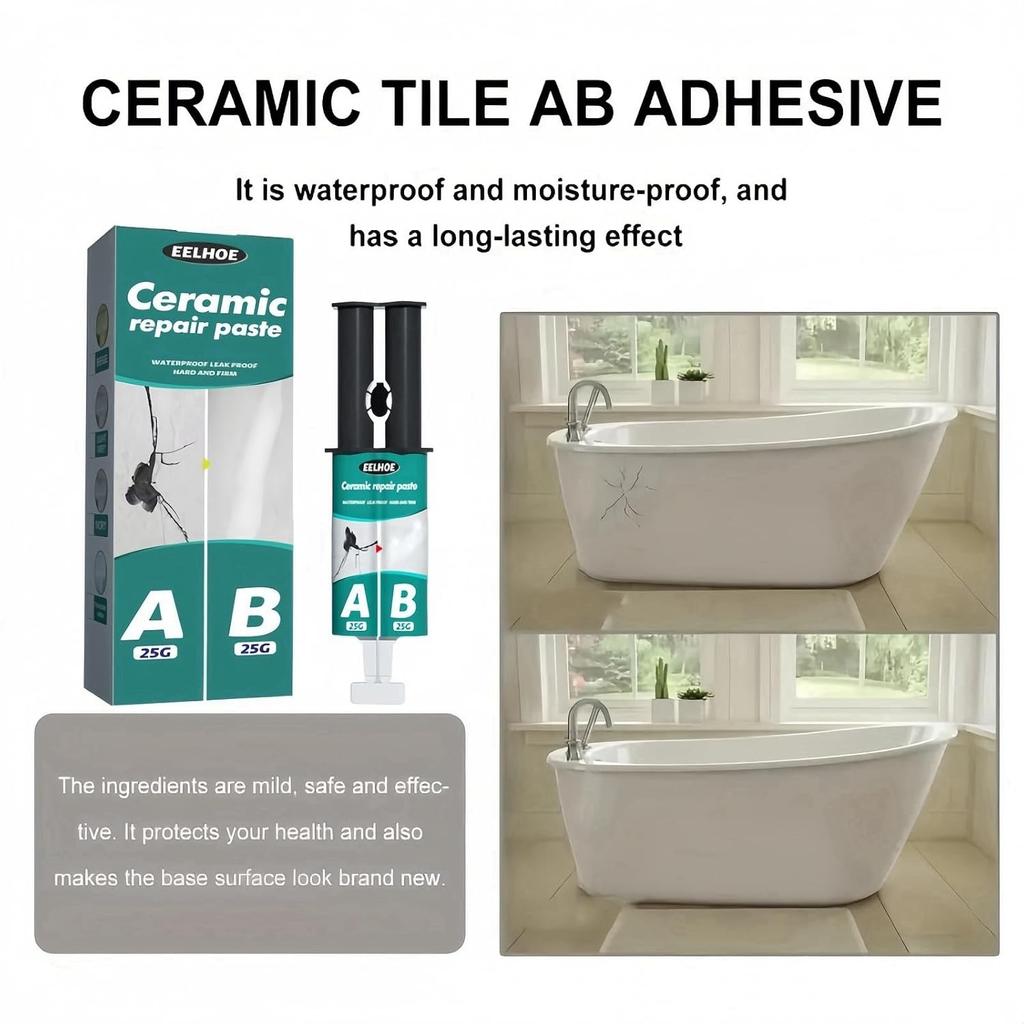 Ceramic Tile Repair Paste Ceramic Tile Repair Small Holes Ceramic Tile Repair Kit AB Mix Paste Tile Adhesive Porcelain Sink Repair Kit White
