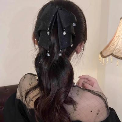 Shine  Lace Fabric Bow Hairpin Shark Clips Hair Claws For Women  Temperament Hair Accessories