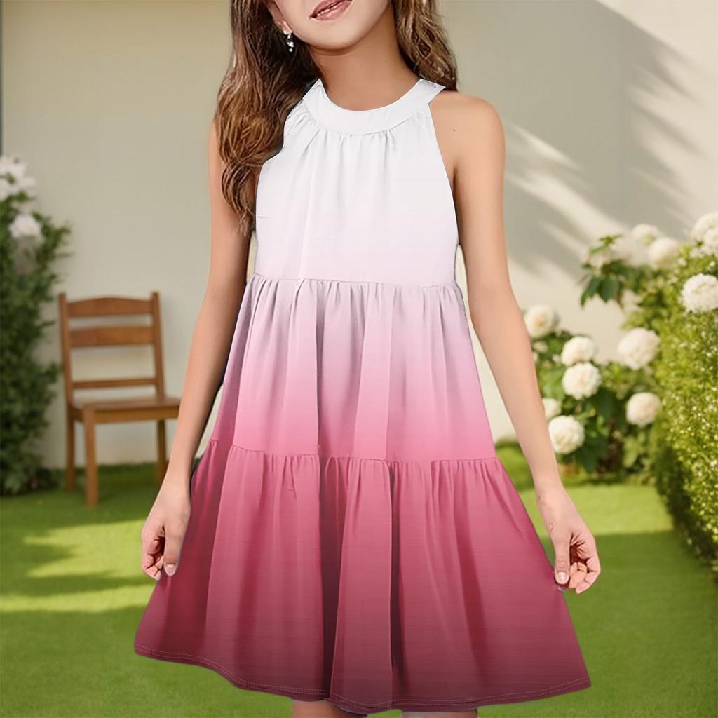 Children's Summer Casual Fashion Round Neck Sleeveless  Dress