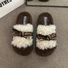 Fashion Short Plush Cotton Mop 2025 Autumn New Versatile Casual Fluffy Slippers Women's Outer Wear Muffin Thick Bottom One-word Mop