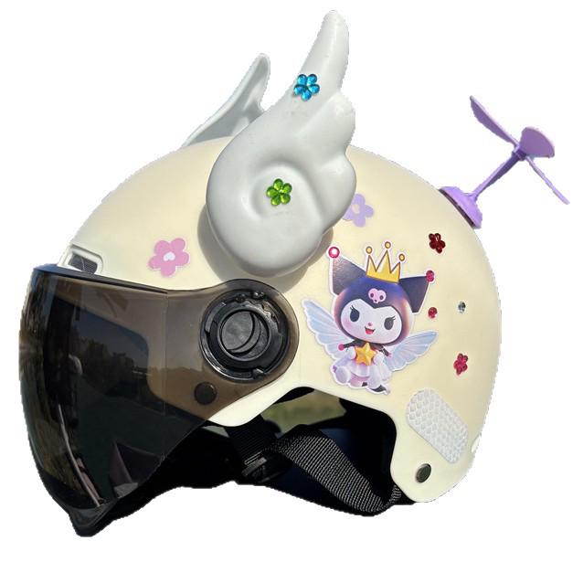 3C Certified Children's Helmet, Age 1-15: All-Season, Breathable, Sun-Protective, Anti-Fall Kuromi Design for Electric Scooters