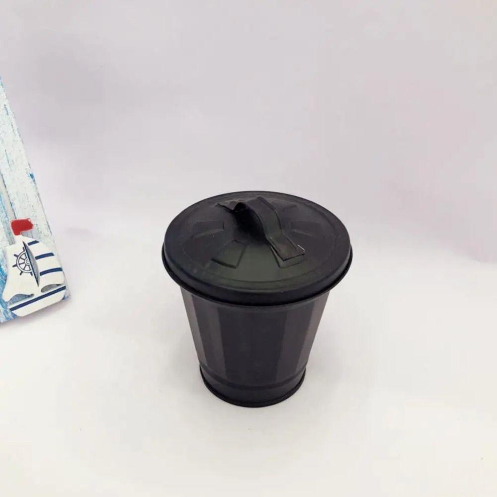 Galvanized Desktop Trash Can Iron Wastebasket Small Buckets Waste Bin  Garbage Storage