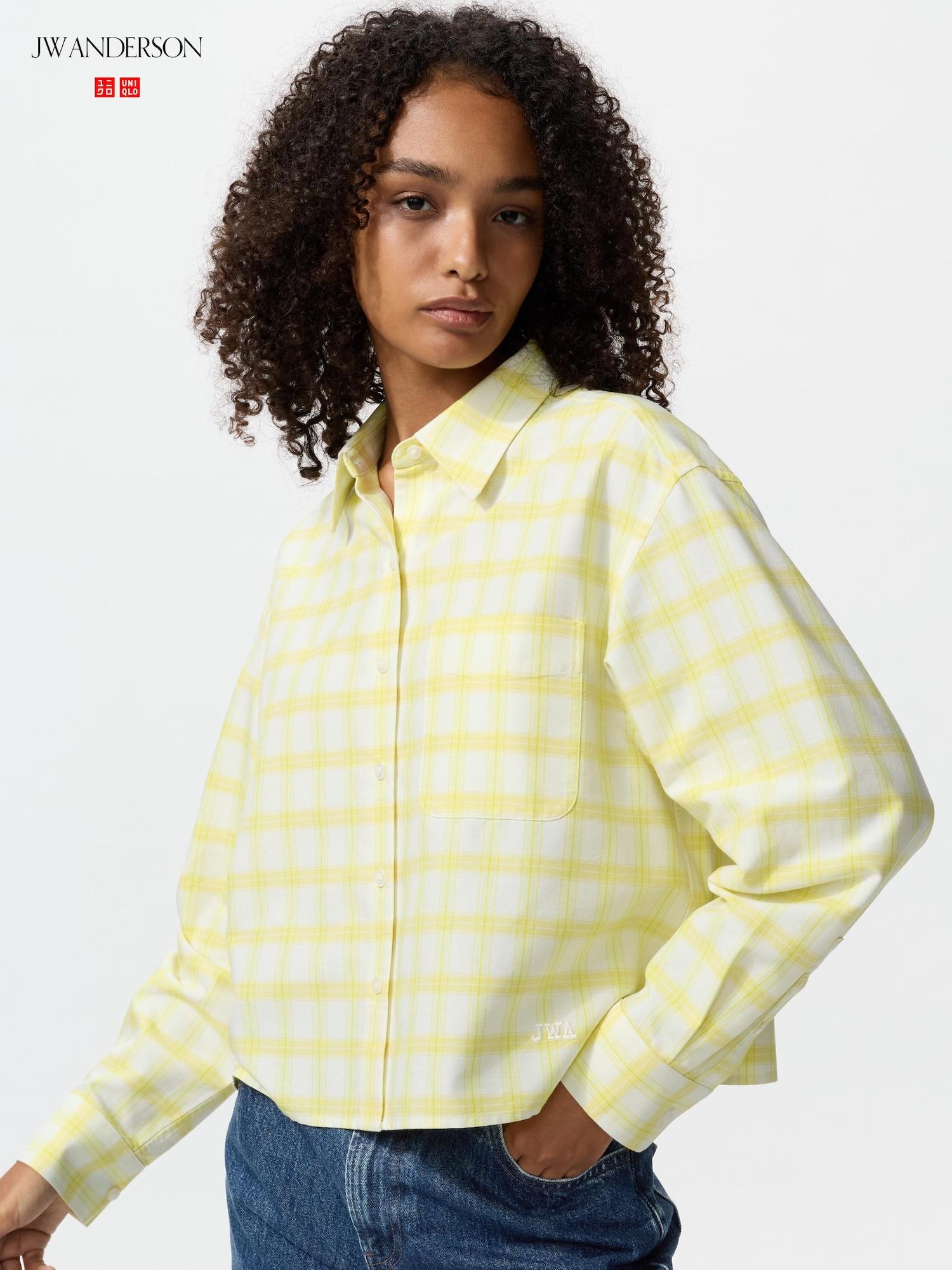 Uniqlo Япония Оксфордская рубашка в клетку 43 YELLOW/XL