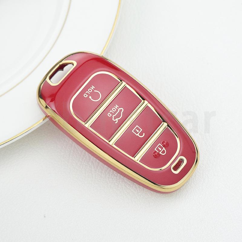 Car Key Cover Shell Fob Case Holder Bag for Hyundai Santa Fe Tucson 2022 NEXO NX4 Atos Solaris Prime Keyless Accessories