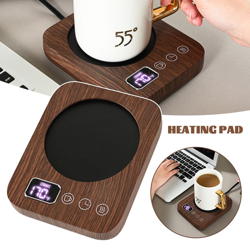 Coffee Warmer With Non-Slip Base Wood Grain Cup Warmer For Winter