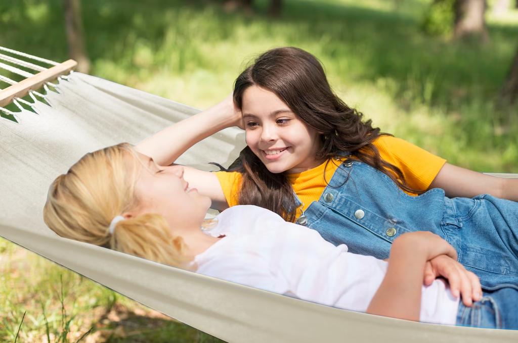 Zwei-Personen Boho Gartenhängematte, groß, stark, Schaukel, beige Spreizstange, 310x150