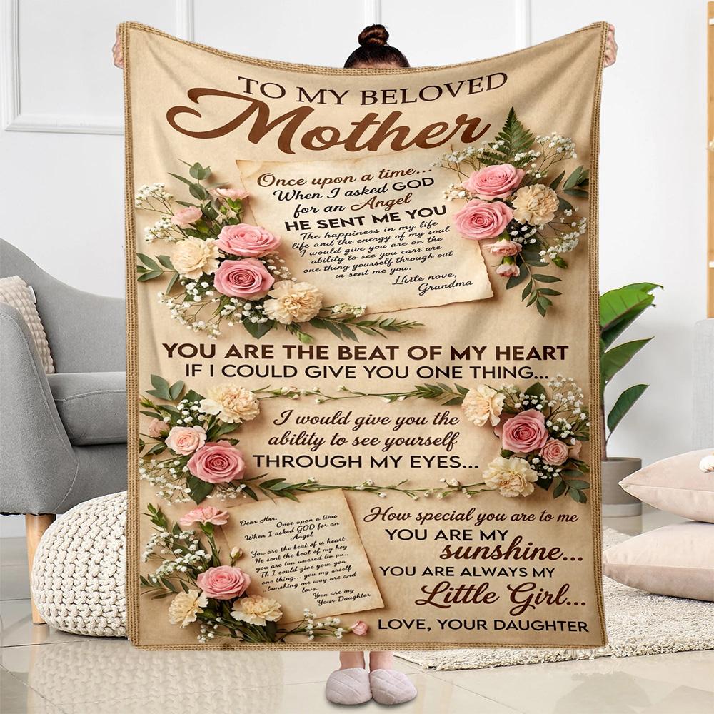 Mother's Day Love Blanket Suitable for Sofas,travel, Living Rooms Also a Good Gift for Friends and Family Suitable for All Seasons.