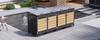 Set of 4 Wheelie Bin Boxes with Hydraulic Lid, Horizontal Wood-look Cladding, Slotted Ventilation, Iron Garden Storage Cabinet with Lock