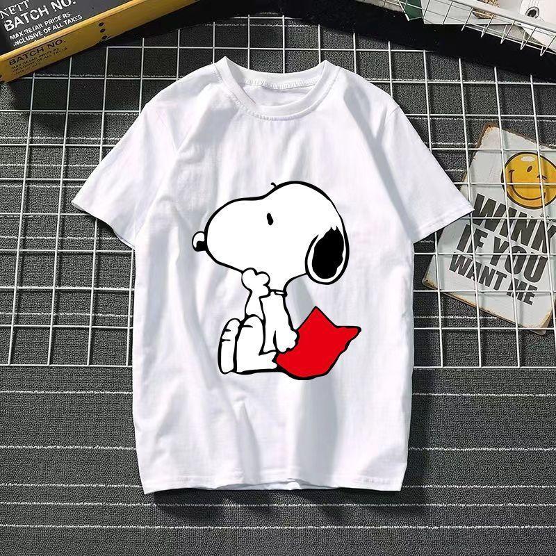 Funny Summer Fashion Snoopy Cartoon Printed Men's and Women's T-Shirts High Quality Cotton Casual Sports Short Sleeves Tops