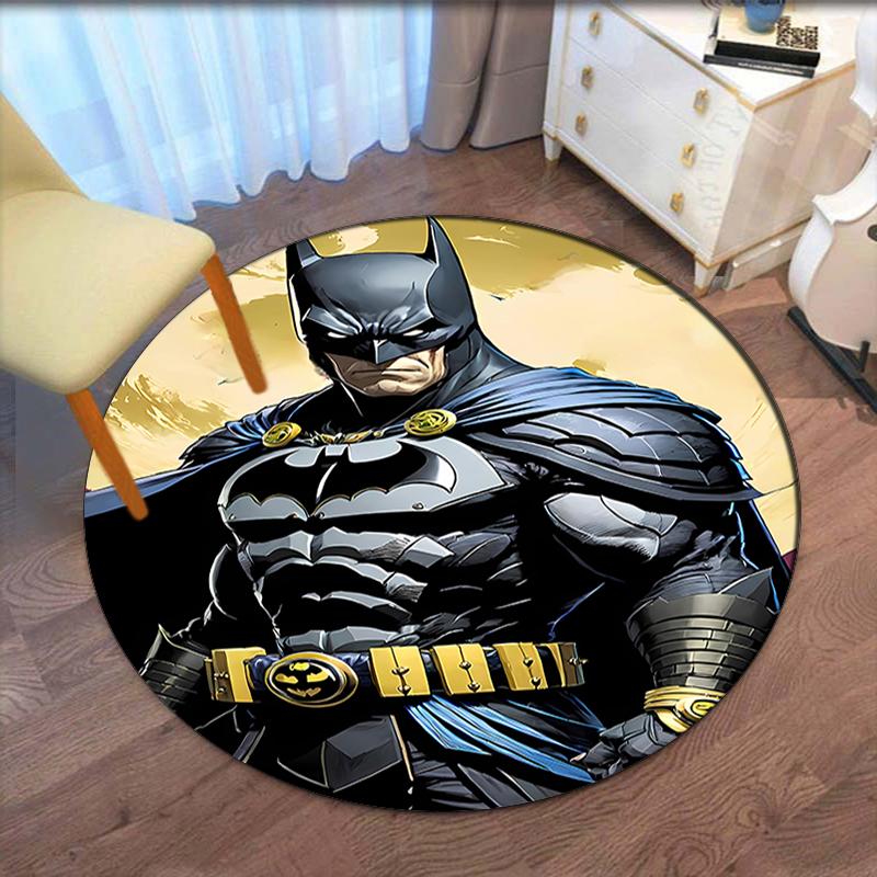 Batman Printed Round Rug Carpet Chair Rug Area Rug Entryway Doormats,for Office Chair Living Room Bedroom Kitchen Room.