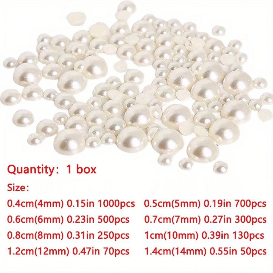 Half-Faced Round ABS Plastic Beads Flat-Backed Cabochons Beige Model BM Opp Bag Nail Art Phone Cases DIY Ladies Jewelry Making