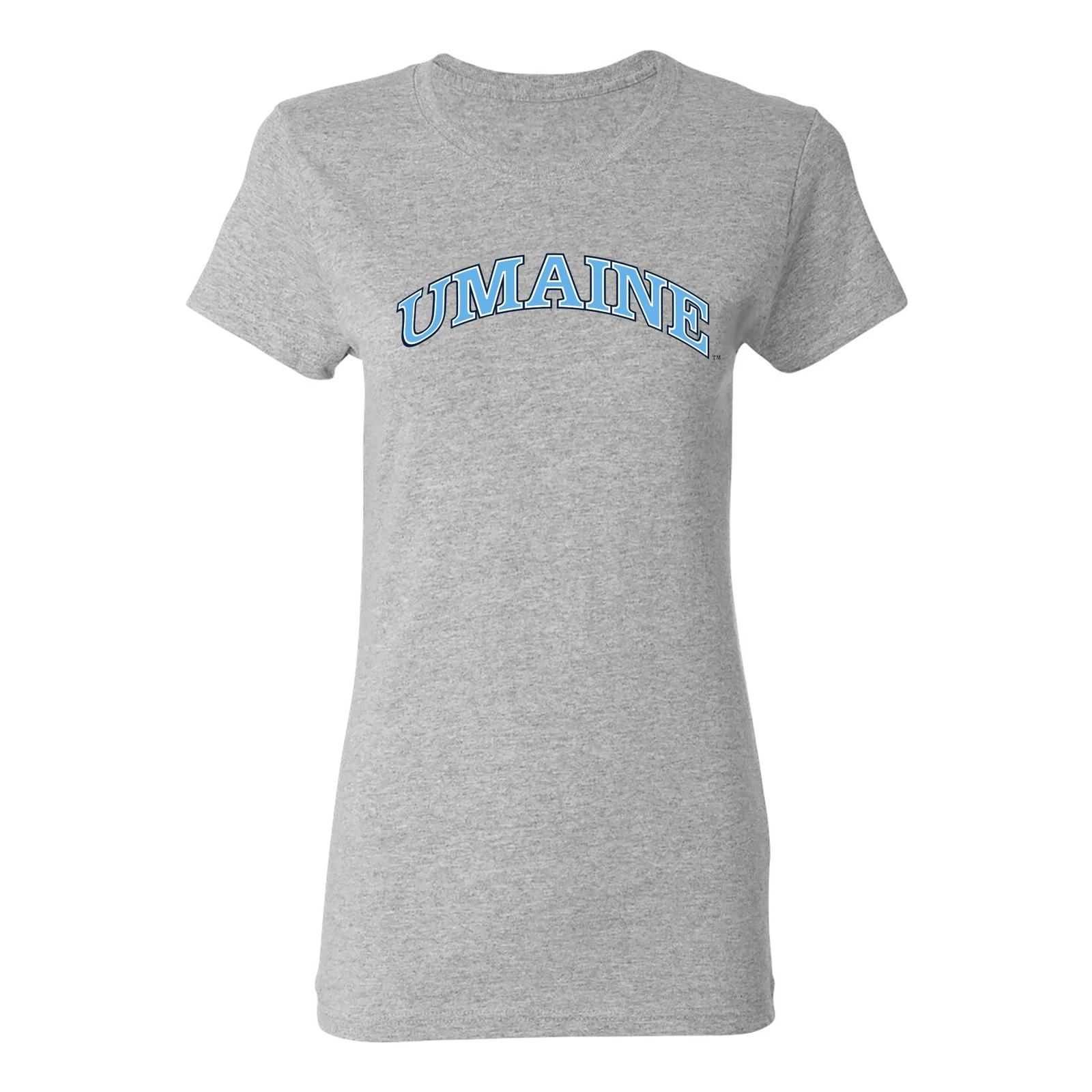 Maine Black Bears Arch Logo Womens T Shirt - Sport Grey L
