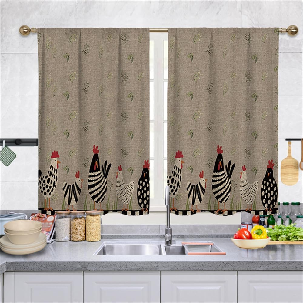 Set of 2 Curtains Kitchen, Short to Pass Triangle Small Curtain Shorts for Small Window Living Room Bistro Country House Style Curtain (70*100cm)