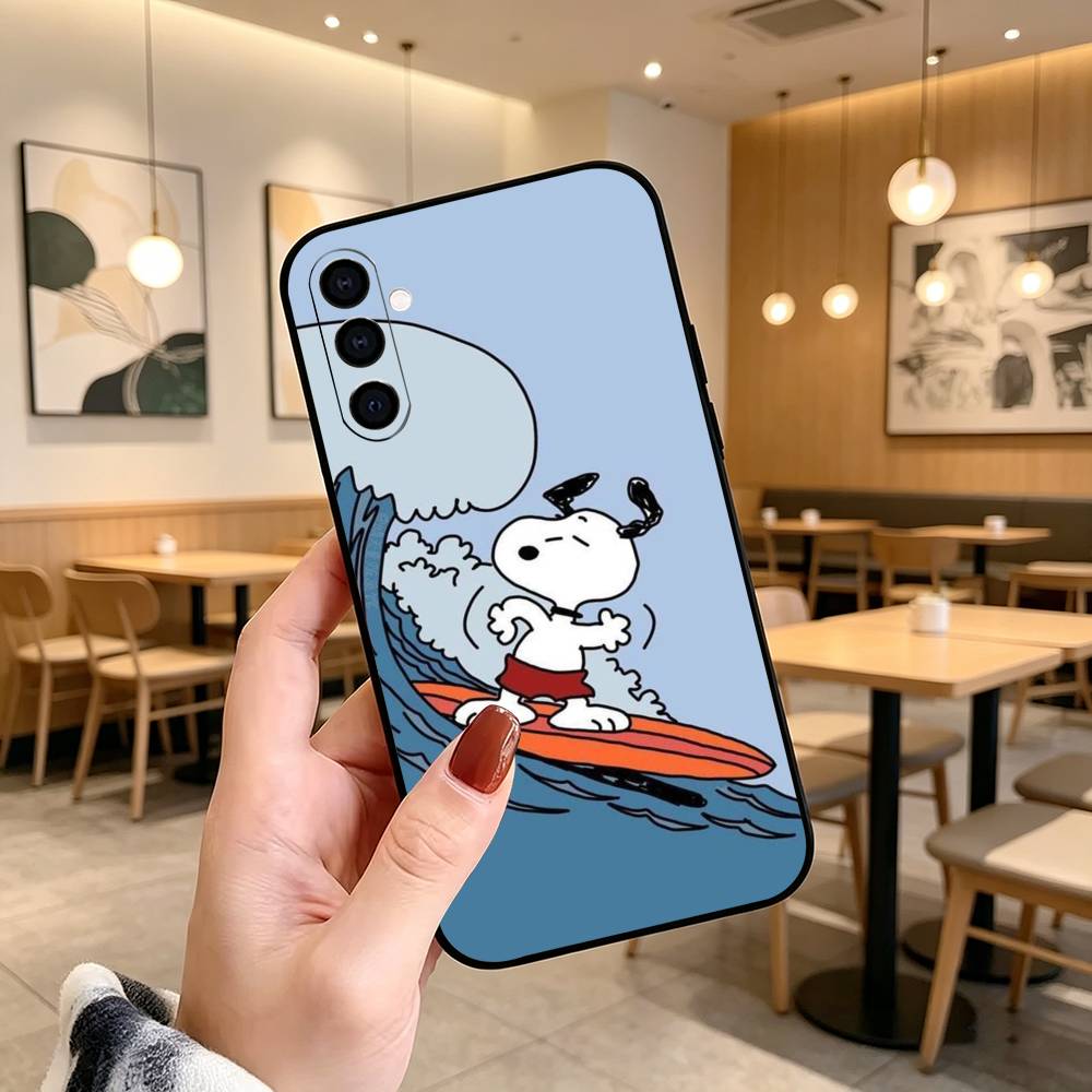 Cartoon T-S-noopy-PC  Phone Case Black Silicone Soft For Samsung Galaxy A73,A72,A71,A70,A53,A52,A51
