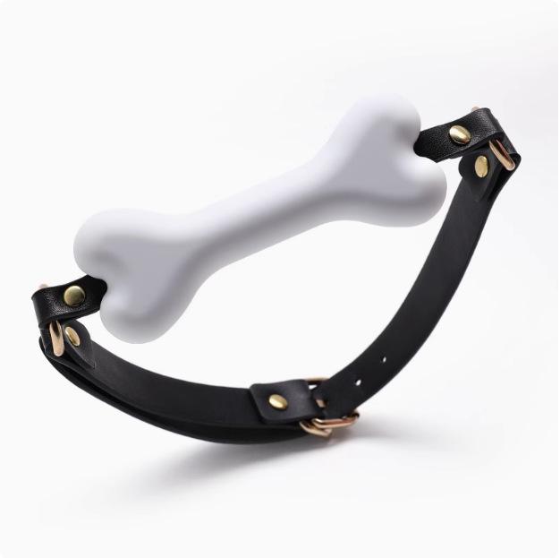 Silicone Dog Bone Gag Mouth Opener for Adults - Soft Erotic Couple Toy