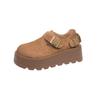 Thick-soled Small Man Buckle Borken Single Shoes Women's Winter New Shallow Mouth One Pedal Big Head