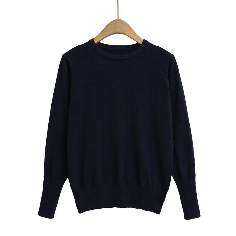 Fashion Style 2024 Autumn New Women's Clothing Easiest for Match Plain Stitch Basic round Neck Long Sleeves Knitwear 8851170