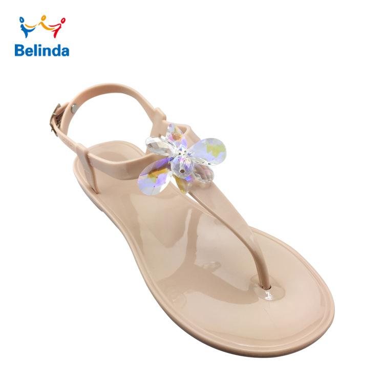 Sommer PVC Mehrfarbig Strasssteine Jelly Sandalen Strandschuhe Damen