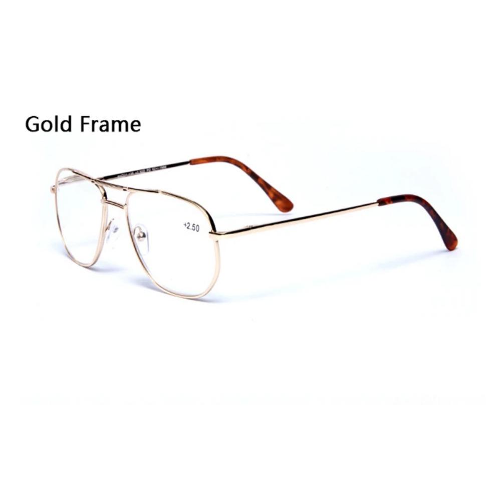 

Мужские очки для чтения пилота из нержавеющей стали, лупа, женские очки для пресбиопии из металла с двойной переносицей, блокирующие синий свет +1~+4.0 +150