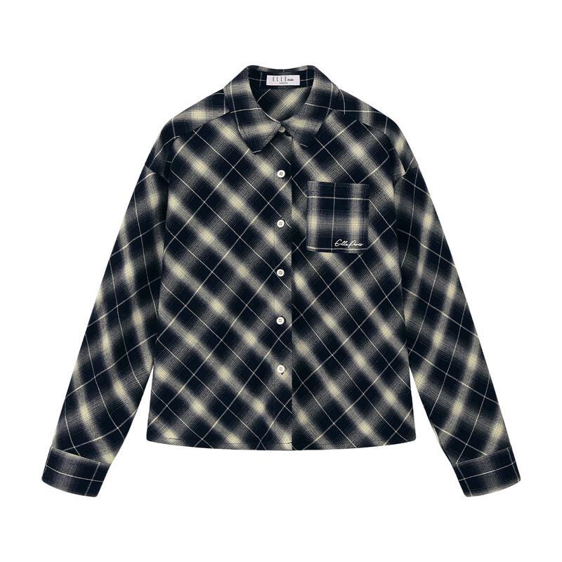 ELLE KIDS Girls' Classic Plaid Long Sleeve Shirt