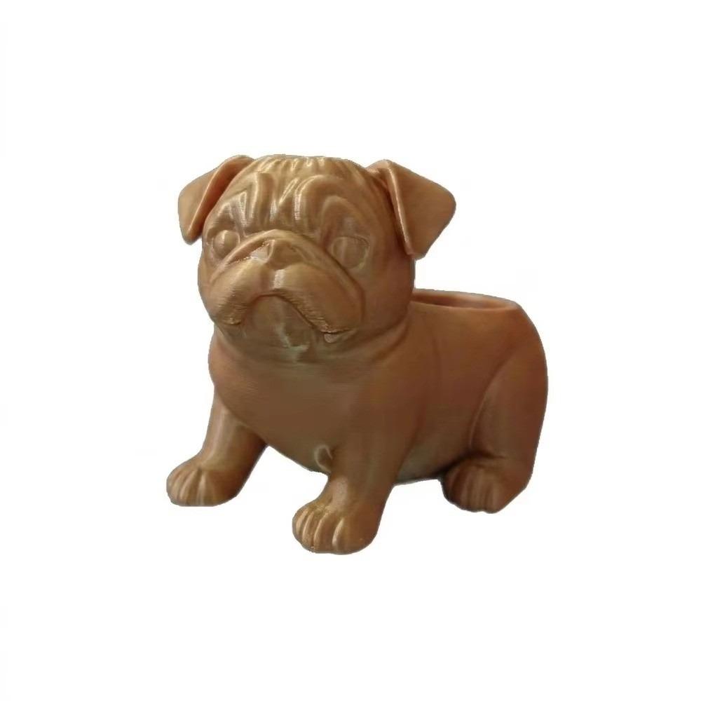 3D Printed Pug Figurine Plant Holder PLA Desktop Planter Pot Unique Handmade Planter  Office Desk