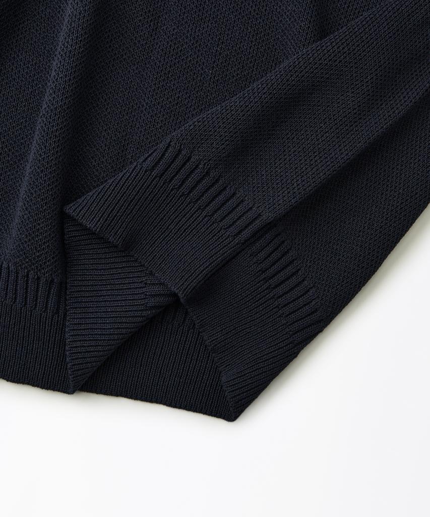 OUTSTANDING Linen Fisherman Crew Neck Knit_Navy