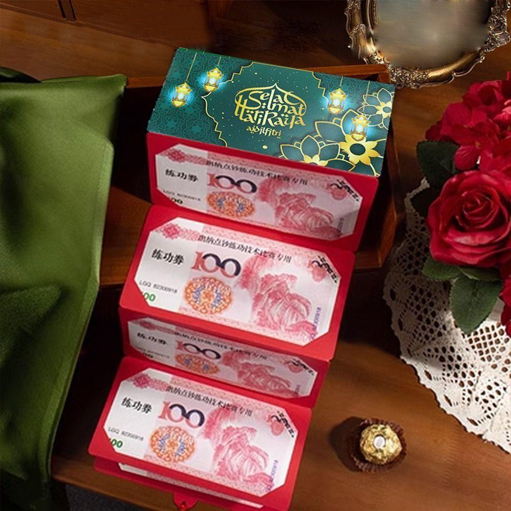 Paper New Year Red Envelopes Bless Words HongBao Folding Red Envelopes Elegant Pattern Eid Mubarak Envelopes Wedding Celebration