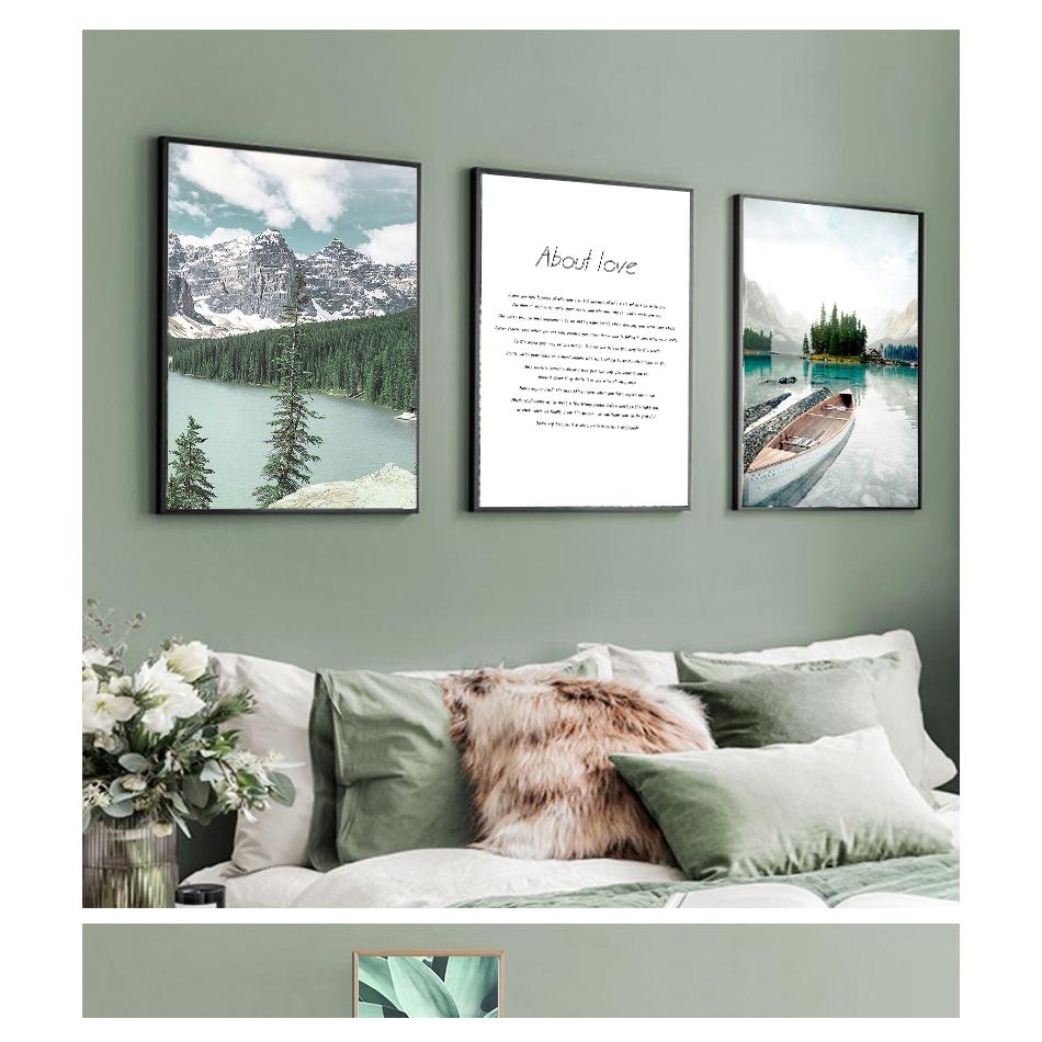 Biber Wand Kunst Leinwand Malerei Nordic Poster Und Drucke Wand Bilder Für Wohnzimmer Dekor Wald Berg Boot See Anlage