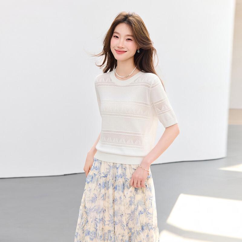 Srcr Women's Silk Blend Jacquard Knit T-Shirt