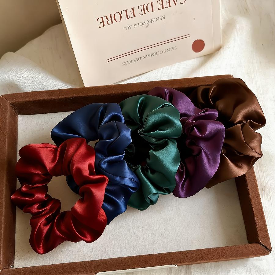 11 Pezzi Elastici per Capelli Eleganti in Raso Colore Profondo Vintage Facili Senza Cuciture