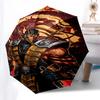 1pc Skull Warrior with Twin Swords: Auto-Open Umbrella, Portable 3-Fold Design, 8-Bone Iron Frame Outdoor Umbrella, Perfect Gift for Fans, Travelers,
