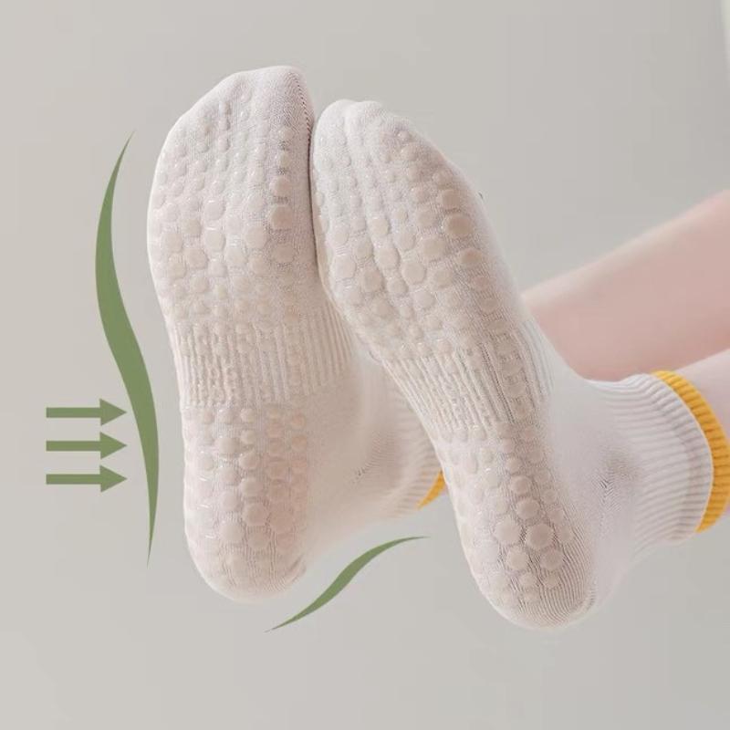 5 Paar Trendige Yoga-Socken Damen Bodensocken Koreanischer Stil Baumwollsocken Sport Tanz Professionell Rutschfeste Silikonsocken