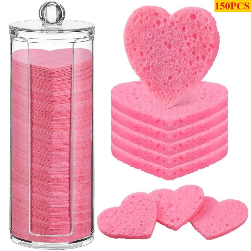 New 10-150Pcs Heart-shaped Can Face-washing Puff Natural Compressed&Degradable Face Washing Sponge Facial Facial Cleansing Tools