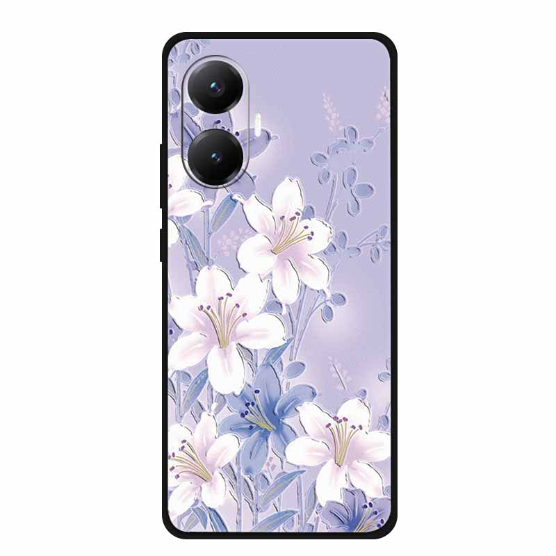3D Cover For Redmi Turbo 4 Pro 5G Black Bumper Shell Flower Emboss Case Xiaomi POCO F7 Cartoon Flowers Anime Funda Phone Covers