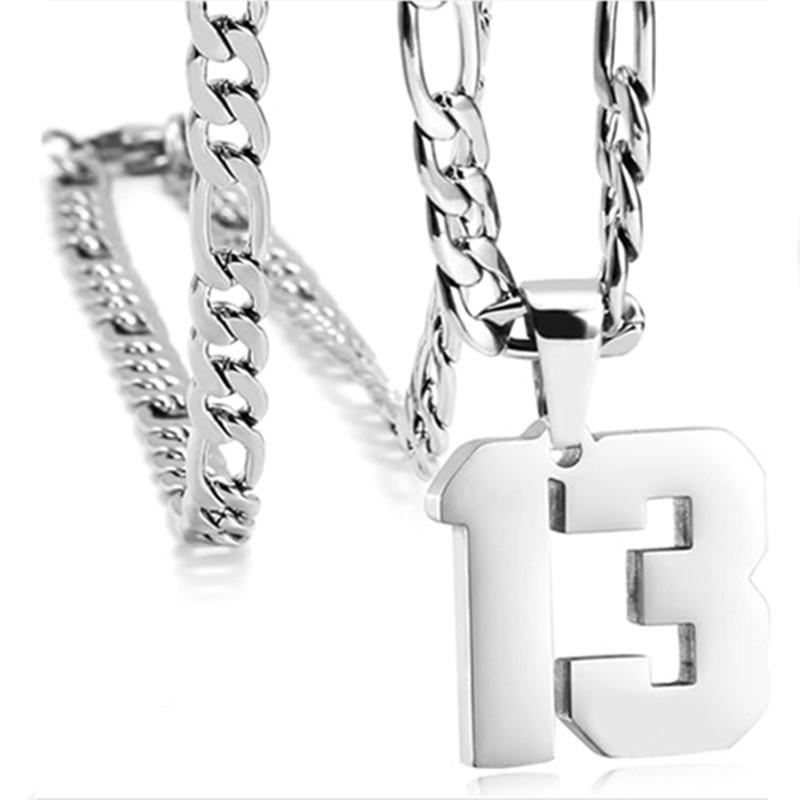 Men's Athlete Stainless Steel Sports Digital Necklace Baseball/Basketball/Soccer Team Inspiration Jewelry Spot
