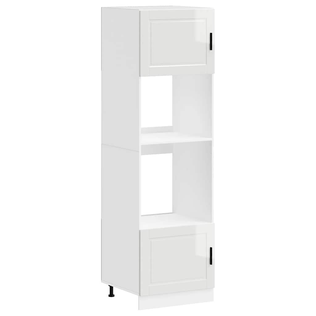 Porto Built In Oven Cabinets 2 Pcs Glossy White Wood Based Material